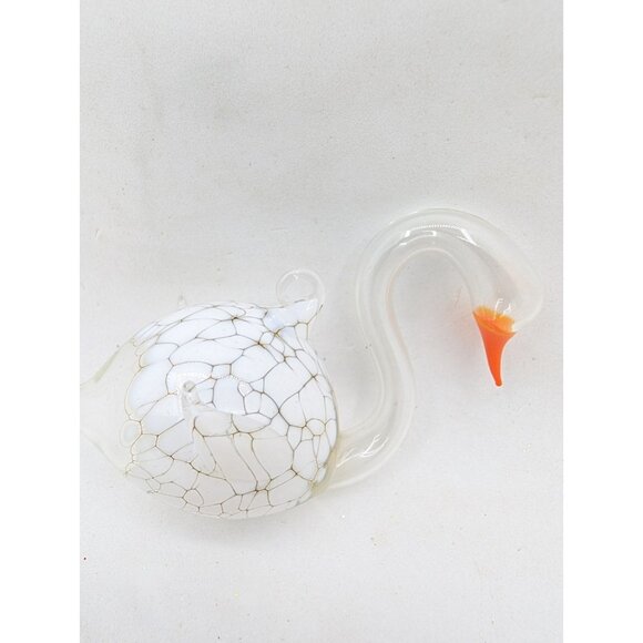 Vintage Ornament Swan Hand Blown Glass Hanging Christmas tree 4" - Picture 8 of 16